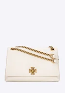 Torebki damskie - Damska listonoszka ze skóry naturalnej na łańcuszku kremowa - miniaturka - grafika 1