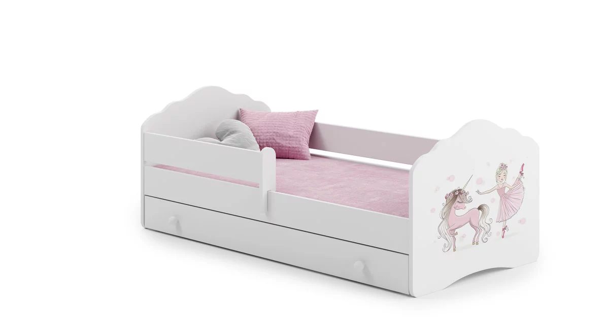 Łóżko dla dziecka, FALA, z barierką, z szufladą, z materacem, 140x70 cm