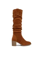 Kozaki damskie - DeeZee Kozaki HX24012-1 Brązowy - miniaturka - grafika 1