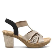 Sandały damskie - Sandały Rieker 665K3-60 Beżowy - miniaturka - grafika 1