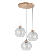 Lampy sufitowe - Britop LAMPA wisząca LAGUNA 18710374R skandynawska OPRAWA szklana kaskada zwis przezroczysty drewno - miniaturka - grafika 1