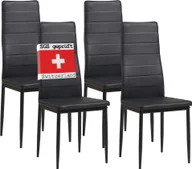 Krzesła - Krzesła do jadalni Albatros MILANO zestaw 4 sztuk, czarne - tapicerowane krzesło z pokryciem z imitacji skóry, nowoczesny stylowy design przy stole jadalnym - krzesło kuchenne lub krzesło do jadalni o dużej nośności: 110 kg - miniaturka - grafika 1