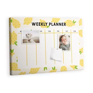 Kolorowy Organizer - Tablica Korkowa z Pinezkami - Planer tygodniowy cytryny 60x40 cm - Planery - miniaturka - grafika 1