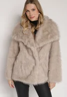 Kurtki damskie - Beżowa Kurtka Futerko o Dwurzędowym Kroju Oversize Nevisa - miniaturka - grafika 1