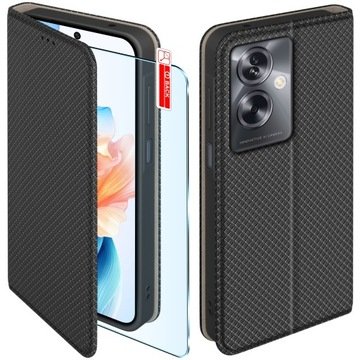 Etui z klapką do Oppo A79 5G Zamykane Czarne Futerał Szkło 9H