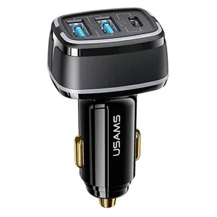USAMS Ład. sam. 2xUSB+1xUSB-C C24 80W (only head) Fast Charge czarny/black CC126TC01 (US-CC126) - Ładowarki samochodowe - miniaturka - grafika 1