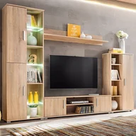 Szafki RTV - vidaXL Meblościanka pod TV z oświetleniem LED, dąb sonoma vidaXL - miniaturka - grafika 1