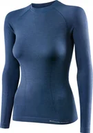 Koszulki sportowe damskie - Brubeck LS12810 Koszulka damska z długim rękawem ACTIVE WOOL jeansowy L - miniaturka - grafika 1