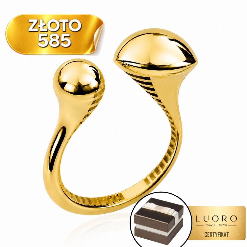PIERŚCIONEK ZŁOTY 585 14K KULKI OVAL DELIKATNY ŻÓŁTE ZŁOTO R17