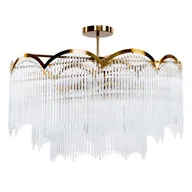 Lampy ogrodowe - Eurofirany Lampa wisząca sufitowa Salma 80x60 biała złota - miniaturka - grafika 1