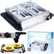 Inne naczynia kuchenne - Podgrzewacz elektryczny do potraw stołowy bufetowy stalowy podwójny EXCELLENT ELECTRICS 139654 - miniaturka - grafika 1