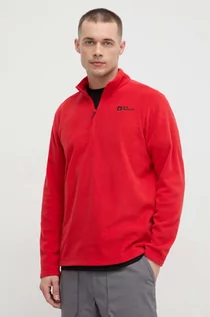 Bluzy męskie - Jack Wolfskin bluza sportowa Taunus kolor czerwony gładka - grafika 1