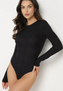Czarne Body z Wiskozą o Klasycznym Kroju z Długim Rękawem Nindariela - Body - miniaturka - grafika 1