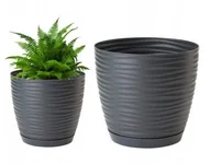 Donice - Doniczka z podstawką antracyt 19x17,3cm plastikowa - miniaturka - grafika 1