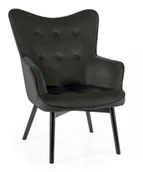 Fotele - Fotel wypoczynkowy pikowany CARMEN VELVET czarny BLUVEL 19 - miniaturka - grafika 1
