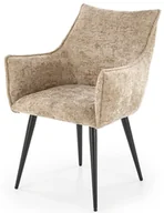 Krzesła - Beżowe welwetowe krzesło z podłokietnikami M4-L90 - miniaturka - grafika 1