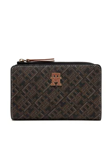 Tommy Hilfiger Duży Portfel Damski Th Monoplay Leather Med 7 Wallet AW0AW17417 Czarny - Portfele - miniaturka - grafika 1