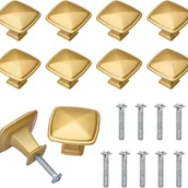 Zawiasy, okucia i inne akcesoria - 10 pozłacanych gałek do szuflad, mosiężnych klamek do drzwi, gałek do mebli, klamek do szafek, uchwytów do szafek kuchennych lub łazienkowych - miniaturka - grafika 1