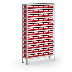 B2B Partner Regał z pojemnikami plastikowymi Shelfpoj., 2000x1000x300 mm, 60x poj. D 555300 - Szafy i regały magazynowe - miniaturka - grafika 1