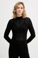 Bluzki damskie - Sisley bluzka damska kolor czarny gładka 3ELRL108B - miniaturka - grafika 1