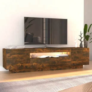 Lumarko Szafka pod TV z oświetleniem LED, przydymiony dąb, 160x35x40 cm - Szafki RTV - miniaturka - grafika 6