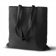 Torby i wózki na zakupy - Czarna Bawełniana Torba Zakupowa 38x42 Cm Gruba 220g Ekologiczna Pojemna - miniaturka - grafika 1