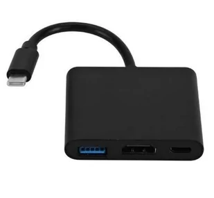 Adapter Przejściówka Rozdzielacz Ze Złącza Usb Typ C (Męski) Na Hdmi (Żeński) 4K 60Hz / Usb 3.0 (Żeński) / Usb Typ-C Pd (Żeński) Czarny - Huby USB - miniaturka - grafika 1