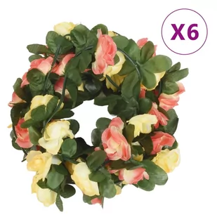 vidaXL Sztuczne girlandy kwiatowe, 6 szt., słoneczna czerwień, 250 cm - Dekoracje domu - miniaturka - grafika 1