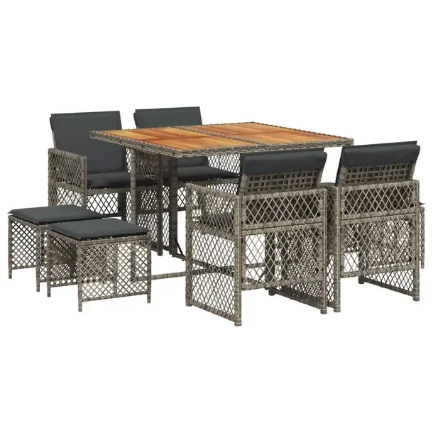 Zestaw mebli ogrodowych szary rattan PE, stół 110x106x73 cm, krzesła 50,