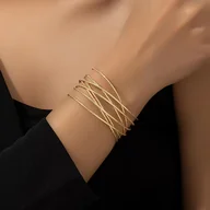 Inne - TEMU Unikalny Wzór W Kształcie Krzyża Bransoletka Mankietowa Bransoletka Mankietowa Żelazo 18-karatowe Złoto Pozłacane Biżuteria Vintage Elegancki - miniaturka - grafika 1