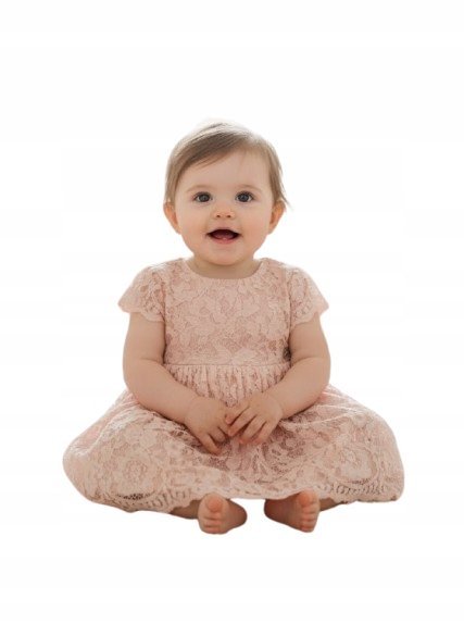 GUESS SUKIENKA DZIECIĘCA AŻUROWA RÓŻOWA Z KRÓTKIM RĘKAWEM 64-70 GNA