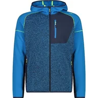 Kurtki męskie - CMP męska kurtka Knit-Tech ze stałym kapturem, River-B. Blue, 58 - miniaturka - grafika 1