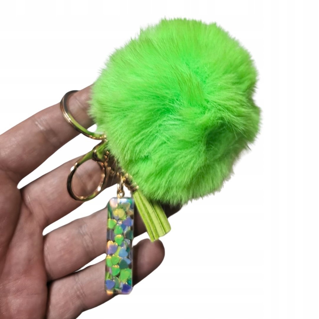 Brelok do kluczy literka I pompon zielony zawieszka prezent alfabet