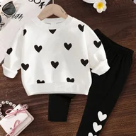 Spodnie i spodenki dla dziewczynek - TEMU Zestaw dla niemowląt 2 szt. Dziewczynka, codzienna koszulka z długim rękawem i długie spodnie, wiosna, jesień, , dziewczynka, bluzka z nadrukiem - miniaturka - grafika 1