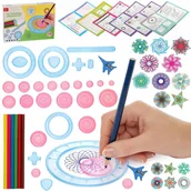 Przybory szkolne - Kreatywny Zestaw do rysowania SPIROGRAF Szablony Kredki Arkusze |na prezent - miniaturka - grafika 1