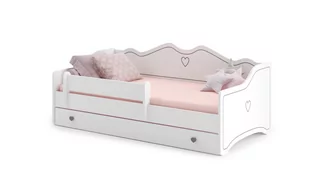 łóżko dziecięce z materacem EMMA 180 x 80 białe szare dla dziewczynki - Łóżka dla dzieci i młodzieży - miniaturka - grafika 1