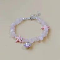 Bransoletki - Różowa Bransoletka Perła Muszle Kamienie Ręcznie Robiona Summer Shells - miniaturka - grafika 1