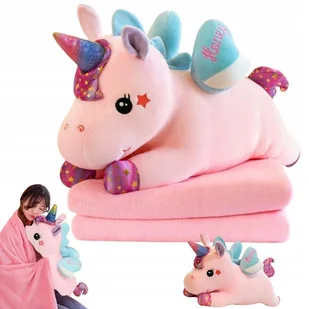 Maskotka Jednorożec DUŻA 3W1 PODUSZKA Z KOCEM ZAGŁÓWEK RÓŻOWY KOCYK MIŚ - Maskotki i pluszaki Maskotka Jednorożec DUŻA 3W1 PODUSZKA Z KOCEM ZAGŁÓWEK RÓŻOWY KOCYK MIŚ - Maskotki i pluszaki - miniaturka - grafika 1