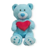 Maskotki i pluszaki - Miś pluszowy Misiek na prezent 70 cm Niebieski z sercem - miniaturka - grafika 1