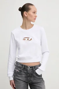 Diesel bluza F-SLIMMY-OD SWEAT-SHIRT damska kolor biały z aplikacją A09931.0GRAC - Koszulki i topy damskie - miniaturka - grafika 1
