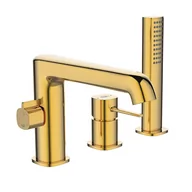 Baterie wannowe i prysznicowe - Laveo Pola bateria nawannowo-prysznicowa 3-otworowa złoty BAPG13D - miniaturka - grafika 1