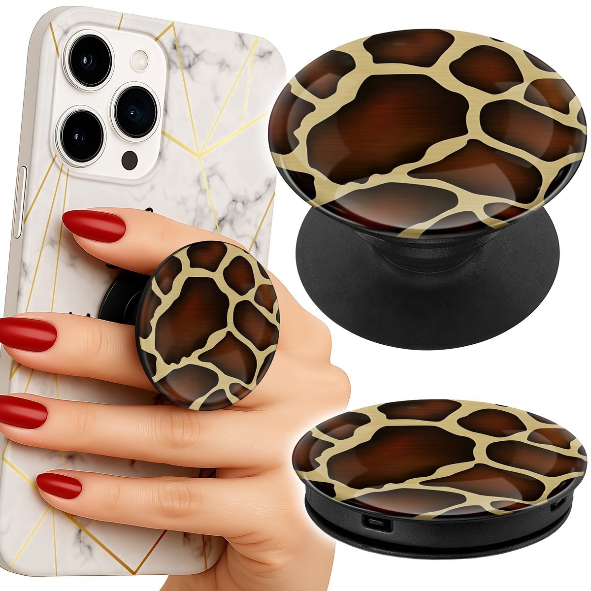 Uchwyt do telefonu Popsocket na palce/stojak PLAMKI MODNE KOBIECE WZORY