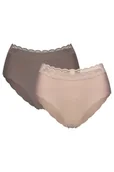 Majtki damskie - Henderson Polly 3 2 pack 44418 figi wysokie gładkie beżowy/brązowy - miniaturka - grafika 1