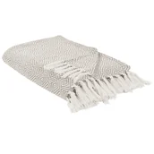 Narzuty - BELIANI Narzuta na łóżko beżowoszara bawełniana 200 x 220 cm z frędzlami salon sypialnia tekstylia - miniaturka - grafika 1