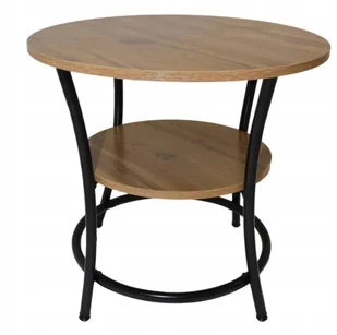 Stolik kawowy okrągły loft fi 56x55cm dąb naturalny - Ławy i stoliki kawowe - miniaturka - grafika 1