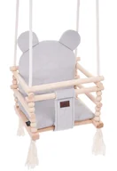 Huśtawki - Huśtawka 3w1 z drewna bukowego i srebrną poduszką P6-F93 - miniaturka - grafika 1