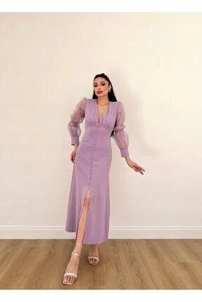 LILIOWA SUKIENKA WIECZOROWA Z DŁUGIM RĘKAWEM Z SIATECZKI MIDI M 5HA*