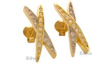 Kolczyki - Kolczyki złote iksy z cyrkoniami pr.585 - miniaturka - grafika 1