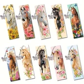 Rękodzieło - TEMU Zestaw do samodzielnego wykonania zakładek z diamentowym malowaniem - ręcznie robiony wzór konia i kwiatów z motylem, zestaw narzędzi do - miniaturka - grafika 1