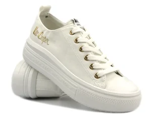 Trampki damskie na platformie - Lee Cooper LCW-24-44-2462L, białe - Trampki damskie - miniaturka - grafika 1